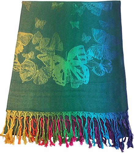 CJ Apparel Jade Verde Diseño de mariposa Mantón Pashmina Bufanda Wrap Estola Lanzar NUEVO