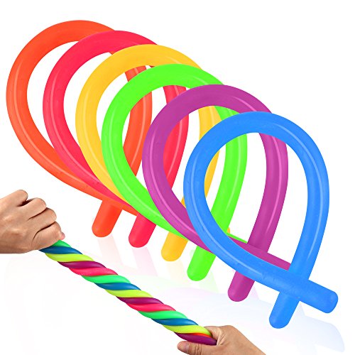 Coogam 6 Pack Stretchy String Sensory Toys - Alivia el estrés y Aumenta la Paciencia, Tira - Bueno para niños con Add, ADHD o Autismo y Adultos para Fortalecer los Brazos, 11 "de Largo, 6 Colores