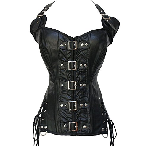 Corset de cuero sintético Steampunk Bustier Plus size Bustier 9 Dimensiones Negro M