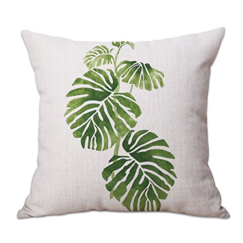 Cosanter Cojines Sofas Funda de Cojín con Estampado Tropical de Plantas Verdes de 45 cm Fundas Cojines para Decoración de Sofás de Casa