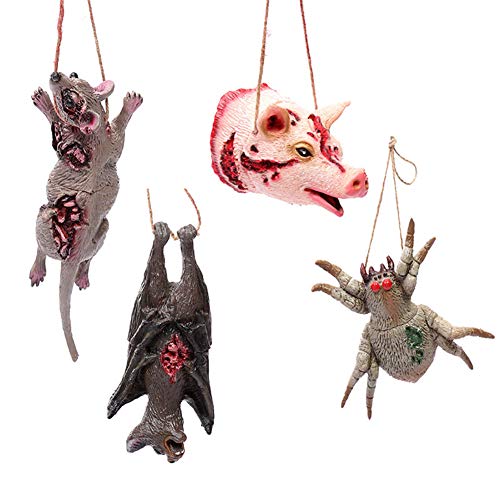 Cozywind 4Pcs Decoracion de Accesorios de Halloween, Parodia de Terror Animales con Colgantes, Decorar la Fiesta de Halloween,la Casa Embrujada Discoteca.la Fiesta de Halloween Casa