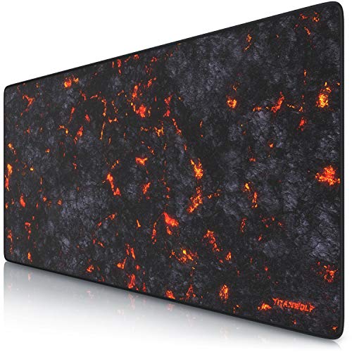 CSL – XXL Speed Gaming Alfombrilla de ratón Titanwolf Lava 900 x 400 mm – XXL Mousepad – Base de Mesa Grande – Mejora la precisión y Velocidad