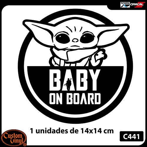 Custom Vinyl Pegatina Bebe a Bordo diseño registrado (Blanco)