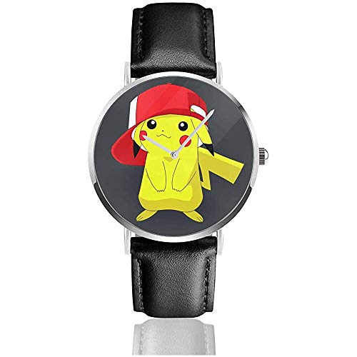 Dai Ping & rsquo; s Pikcahu Classic Relojes Muñeca Correa de Cuero UV Reloj Ultra Delgado