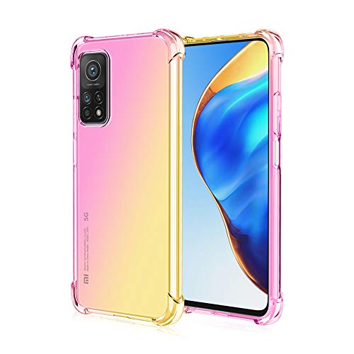 Dedux Funda para Xiaomi Mi 10T(10T Pro) 5G, [Refuerzo de Cuatro Esquinas] Carcasa Gradiente Transparente TPU Suave Funda Case (Rosa/Dolado)