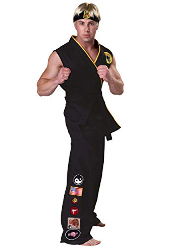 Disfraz de kárate para hombre, talla grande, auténtica Cobra Kai - negro - 2X