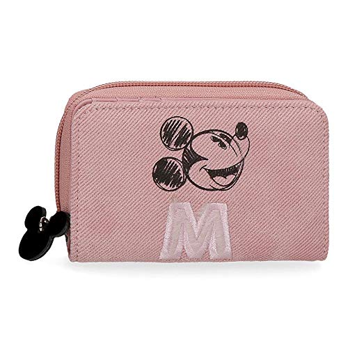 Disney Mickey The Blogger Cartera con Monedero Rosa 12,8x8,5x3 cms PVC y Poliéster