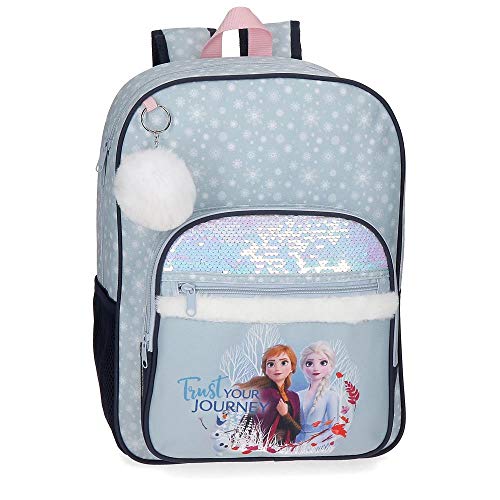 Disney Mochila Frozen con lentejuelas Trust your journey escolar 38cm, Azul