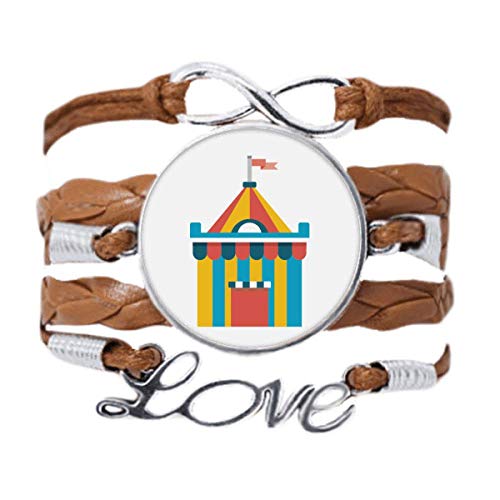 DIYthinker Amazing Funny Park Tent ilustración Pulsera de Cuero Negro Trenzado Pulsera de Cuerda de Amor