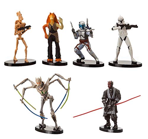 DS Disney Store Park Parks - Disney - Juego de figuras de Star Wars, Star Wars, Star Wars, Jar Binks, Darth Maul, Jango Fett General Grievous Droide Topper para tarta