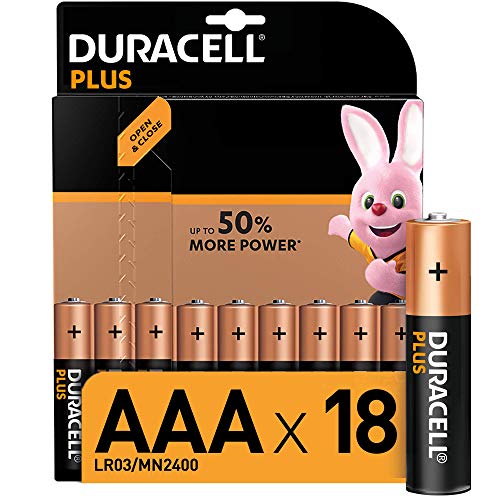 Duracell - Plus AAA, Pilas Alcalinas (Paquete de 18 con apertura simplificada) 1,5 Voltios LR03 MN2400