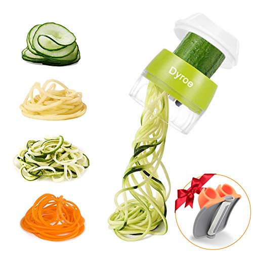 Dyroe Cortador de Verdura en Espiral 4 en 1-1pcs Espiralizadores de Verduras,1 pcs Mini Pelador de Frutas y Verduras, Cortador Verdura Manual para Espaguetis de Calabacin Calabacin Pasta Vegetal