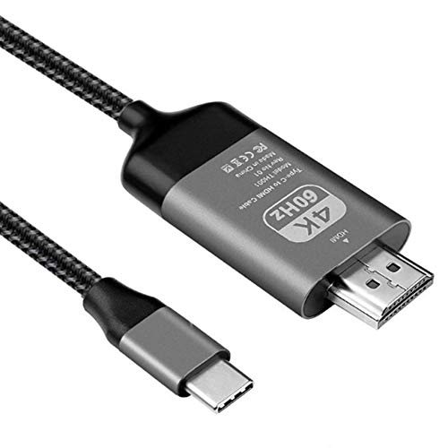 EasyULT Cable USB C a HDMI (4K@60Hz), Tipo C USB 3.1 a HDMI Cable 2m, Compatible con Macbook Pro 2017/2016, iMac 2017, Huawei Mate10, Samsung Galaxy S8 (Negro)