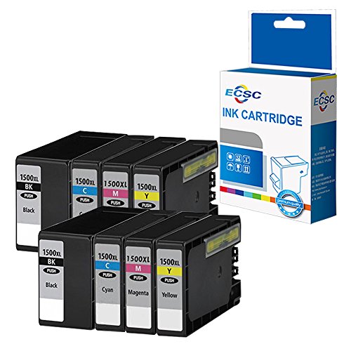 ECSC Compatible Tinta Cartucho Reemplazo por Canon MAXIFY MB2050 MB2150 MB2155 MB2350 MB2750 MB2755 PGI1500XL (Negro/Cyan/Magenta/Amarillo, 8-Pack)