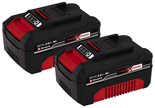 Einhell Pack Doble de baterías 4,0 Ah Power X-Change (Iones de Litio, 18 V, 2x4,0 Ah, apropiado para Todos los aparatos PXC, gestión proactiva de la batería, ciclos de Carga adaptados a la situación)