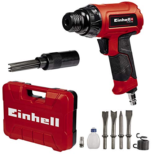 Einhell TC-PC 45 Set, Cinceladora neumática (incluye juego de cinceles de 120 mm de 4 piezas, accesorio para usar como martillo de agujas, botella de aceite, boquilla, muelle tensor y maletín)