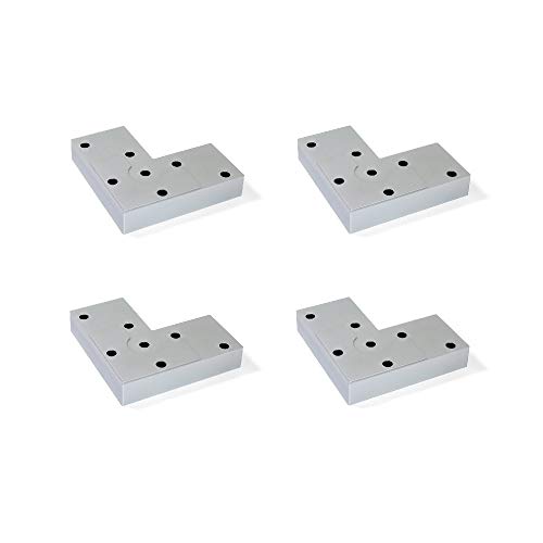 Emuca - Patas para mueble, pies de plástico para muebles gris metalizado, pack de 4 patas alto 12 mm