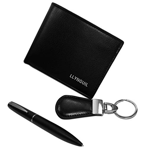 Estuche Regalo Hombre,Set Regalo Hombre,Conjunto Regalo Hombre,Set Regalo Hombre Original,Estuche Regalo Cumpleaños Incluido:Billetera Para Hombre,Bolígrafo y Llavero Color Negro.