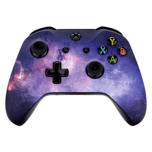 eXtremeRate Carcasa para Xbox One Funda Delantera Carcasa Frontal Kit de reemplazo Tacto Suave Placa Frontal para Mando Controlador de Xbox One X Xbox One S-Modelo 1708(Nebulosa Galaxia)