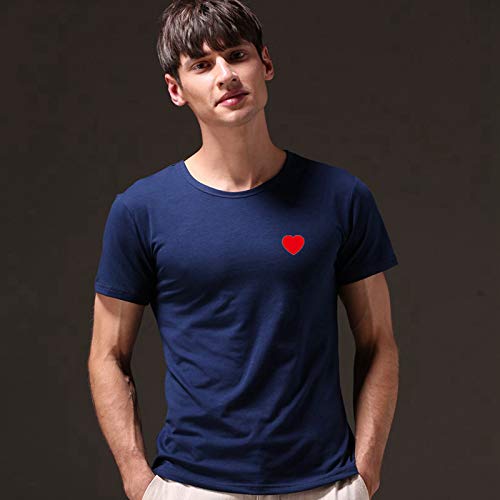 Fashion Center T-Shirt Ropa de Hombre Love Red Camiseta de Manga Corta Camiseta de algodón de Verano para Hombre Top 2 L