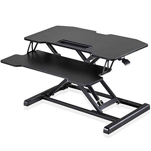 Fenge Standing Desk Converter con Bandeja de Teclado Escritorio de Pie para Trabajar parado L80xW40 SD315001WB