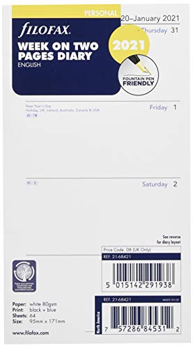 Filofax Personal Week en dos páginas Inglés 2021 diario