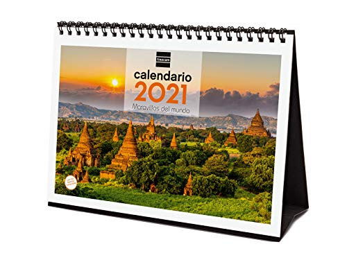 Finocam - Calendario de sobremesa 2021 Escribir Imágenes Maravillas del mundo Español