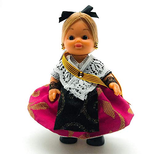 Folk Artesanía Muñeca Regional colección de 15 cm con Vestido típico Catalana Barcelona Cataluña España.