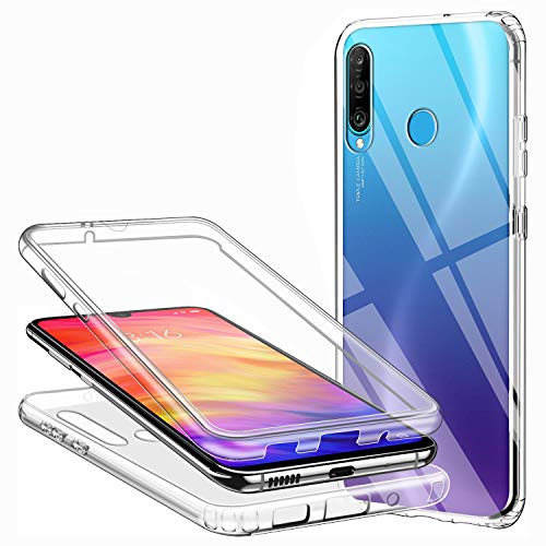 Funda para Huawei P30 Lite, Silicona Transparente 360 Grados Delantera Trasera Carcasa Ultra-Delgado Resistente Anti-Arañazos Anti-Choques Doble Cara Protectora