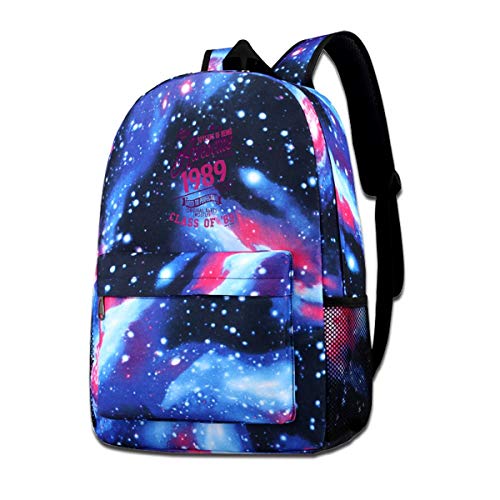 Galaxy - Bolsa de hombro estampada para mujer, 30 años de ser impresionante 1989 Clase de edad a la perfección de '89 Moda casual Star Sky mochila para niños y niñas