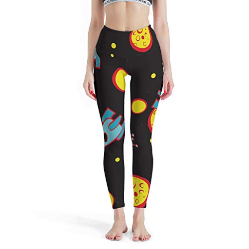 Gamoii - Leggings Deportivos para Mujer, diseño de misiles, Planetas, Color Negro, con impresión 3D Blanco S