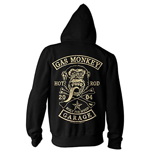 Gas Monkey Garage Officially Licensed Big Patch Big & Tall Zipped Hoodie (Black) 3X-Large