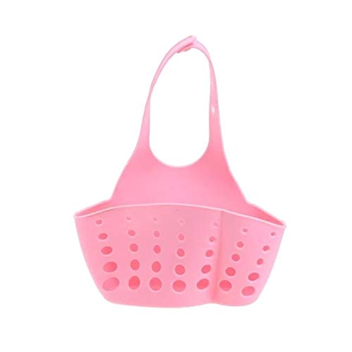 Gather together Pink Adjustable Storage Rack Holder Basket Shelves Portable Kitchen Hanging Drainer Bag Basket Bath Tools Fruit Vegetable Sink