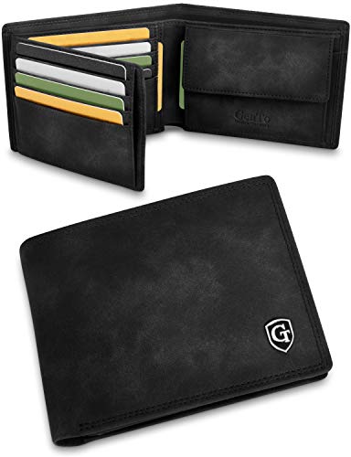 GenTo® Manhattan Protección RFID y NFC - Billetera de Hombre con Compartimento para Monedas - Cartera espaciosa - Cartera de Hombre - Cartera con Caja de Regalo