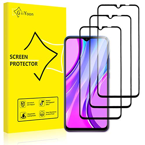 GiiYoon-3 Piezas Protector de Pantalla para Xiaomi Redmi 9 Cristal Templado,[Sin Burbujas] [Cobertura Completa] [9H Dureza] Vidrio Templado HD Protector Pantalla para Xiaomi Redmi 9