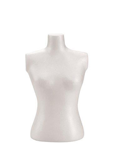 GLOREX 6 3803 821 poliestireno Torso Mujer, Blanco, 30 x 17 x 12 cm