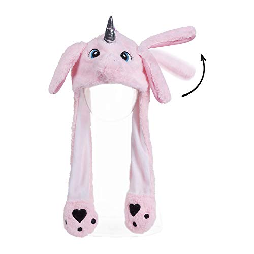 Gorro Unicornio Rosa Peluche con Orejas Que se mueven y luz