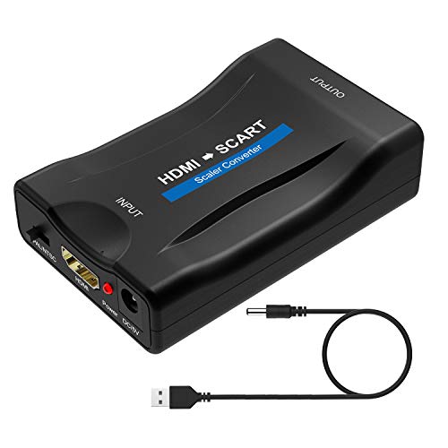 HDMI a SCART Convertidor, convierte la señal digital de audio y video HDMI 1080P en señal CVBS SCART analógica, admite formatos PAL / NTSC