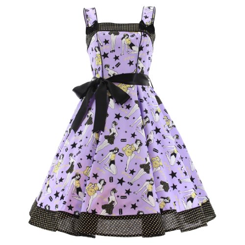 Hell Bunny Vestido Dixie Dress. morado XS