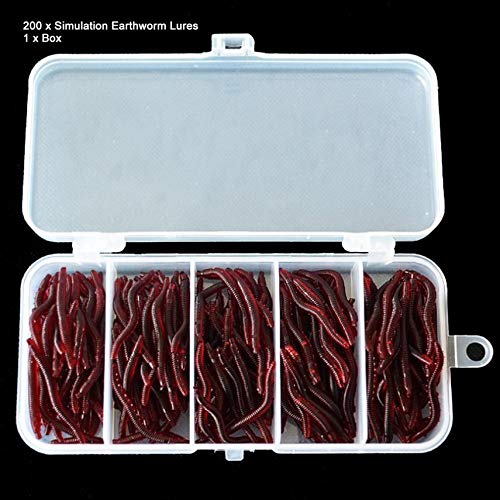 HibiscusElla 200Pcs/lot 3.5cm Simulation Earthworm Artificial Worms Fishing Lure Tackle Soft Bait Lifelike Fishy Smell Lures