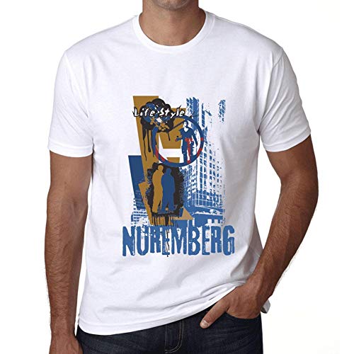 Hombre Camiseta Vintage T-Shirt Gráfico Nuremberg Lifestyle Blanco