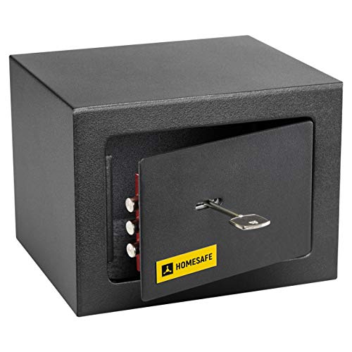 HomeSafe HV15K Caja fuerte con Cerradura de Calidad 15x20x17cm (HxWxD), Negro Satén de Carbón