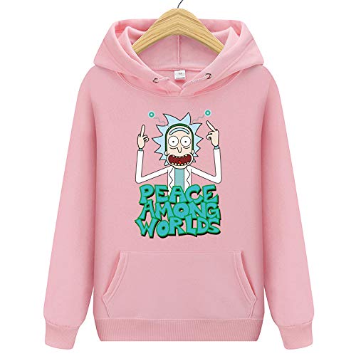 HOSD Sudaderas con Capucha Impresas Hombres Otoño Invierno Algodón Manga Larga Hip Hop Rick Morty Streetwear Ropa Hombre