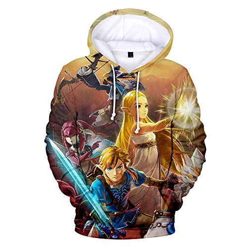 IFITBELT Hombres Mujeres Zelda Hyrule-Warriors Sudadera con Capucha Suéteres Niños Niñas Age of Calamity Cosplay Casual Suéter Sudadera Tops Abrigo 3XL 4XL 110 (Zeda6,XL)