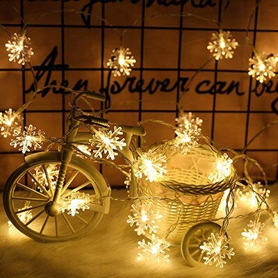 Iluminación navideña Copo de nieve Luz de hadas Guirnalda LED Cadena de luz Decoración de boda de Navidad Cadena de luz Batería 3m30 leds