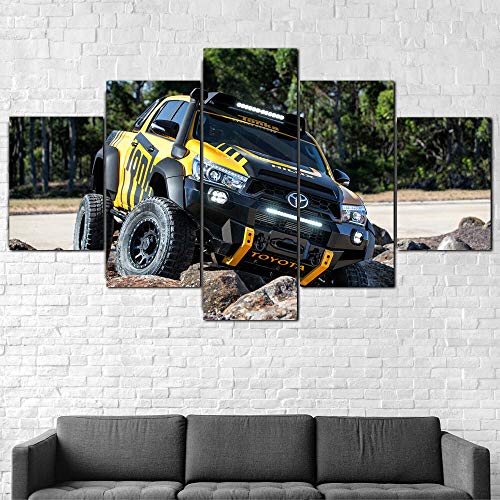 Impresión En Lienzo 5 Piezas Cuadro Sobre Lienzo,5 Piezas Cuadro En Lienzo,5 Piezas Lienzo Decorativo,5 Piezas Lienzo Pintura Mural,Regalo Navidad,Toyot Hilux Tonka Coche,Decoración Hogareña