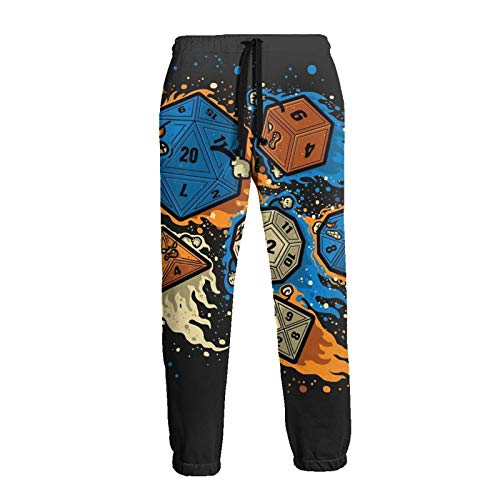 Inaayayi Juego de dados D20 D20 20 lados Dice Hombres Mujeres Casual Deporte Pantalones Jogger Impresión 3D Pantalones Chándal Pantalones Baggy con Cordón