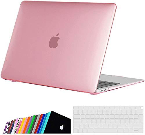 iNeseon Funda para MacBook Air 13 Retina (A2337 M1/ A2179/ A1932), Delgado Carcasa Case Duro y Cubierta del Teclado para 2020 2019 2018 MacBook Air 13 Pulgadas con Touch ID, Rosa Cristal