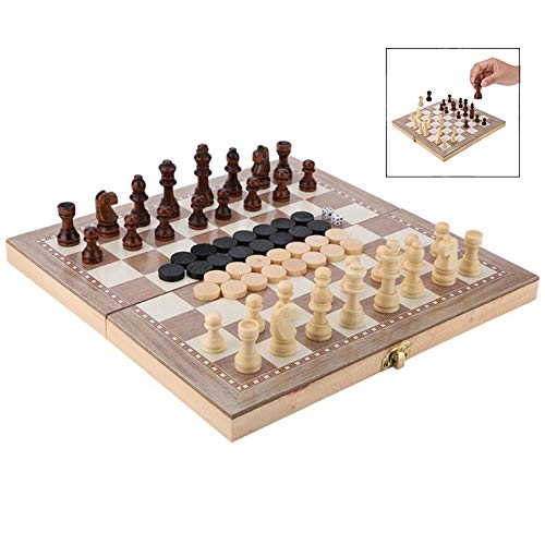 iPobie 3 en 1 Tablero de ajedrez Juego de Ajedrez, Magnético con Ajedrez,Verificadores,Backgammon para niños y Adulto Portátil de Tablero Plegable para Niños y Adultos29.3 * 29cm