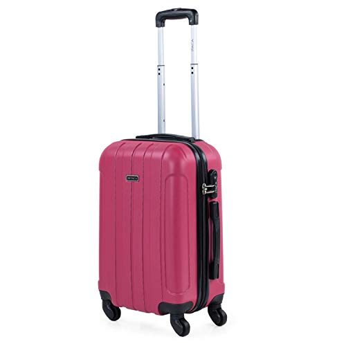 ITACA - Maleta Cabina de Viaje Rígida 4 Ruedas Trolley 55 cm ABS Lisa. Pequeña Equipaje de Mano. Cómoda y Ligera. Viajes Cortos. Low Cost Ryanair, 771150, Color Fresa